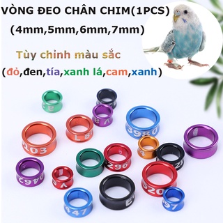 Rẻ🎉Nhẫn đeo chân cho chim cảnh,Vòng nhôm đeo chân chim, Vòng chân vẹt 4mm 5mm 6mm 7mm hiện có 6 màu