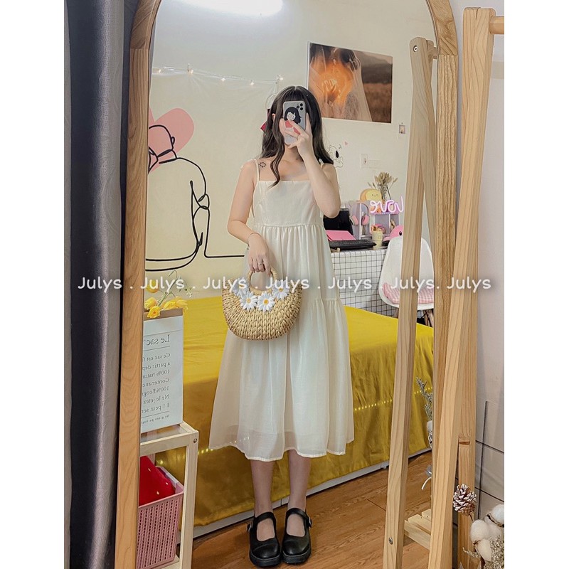 Váy hai dây xếp tầng tơ xước (ảnh thật shop chụp kèm video) | BigBuy360 - bigbuy360.vn