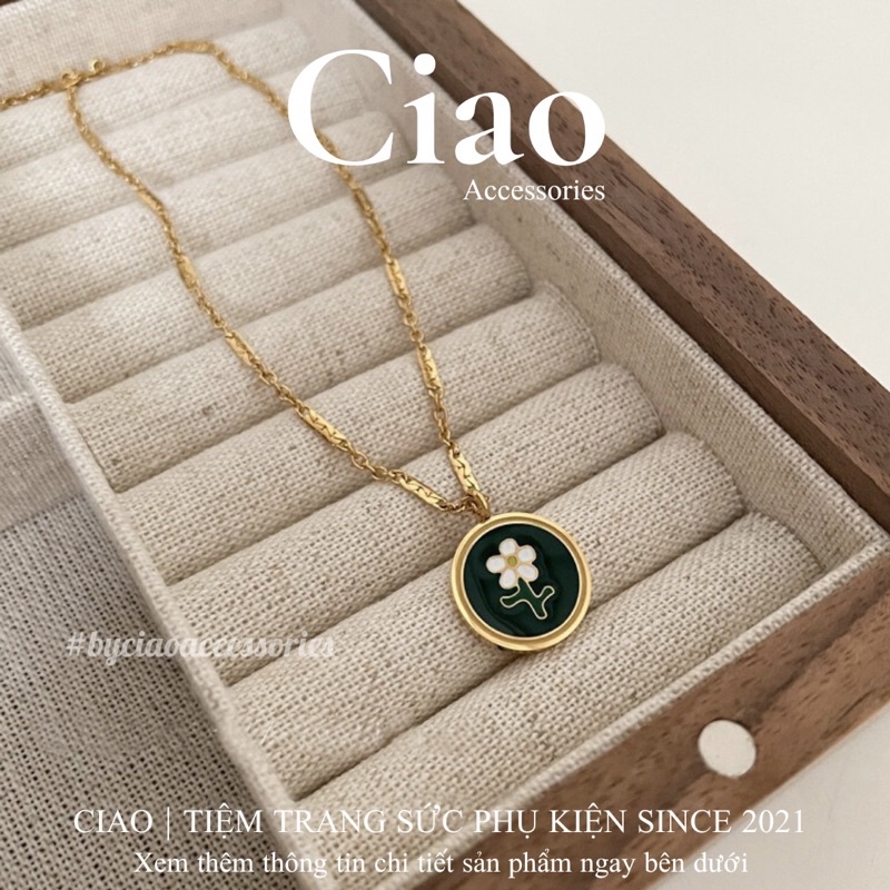 [HOẢ TỐC 1H] Dây chuyền/ Vòng cổ titan không đen gỉ thiết kế hoạ tiết hình hoa cúc hoạ mi Bairnwort Ciao