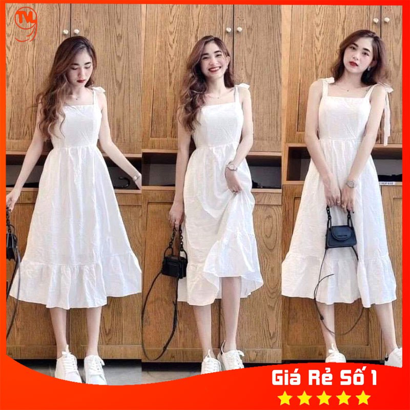 Đầm babydoll trắng TVL1999, đầm hai dây dáng xòe trắng trơn chất liệu cao cấp mềm mại mát mẻ thời trang mùa hè cho nữ | BigBuy360 - bigbuy360.vn