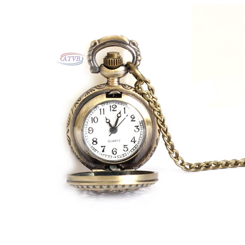 Đồng hồ quả quýt chạm khắc hình hoa sen phong cách vintage