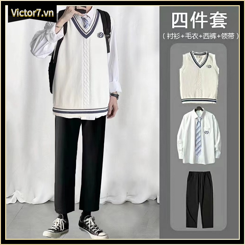 Áo Sweater Nam Áo Len Không Tay Cổ Chữ v Phong Cách Hàn Quốc Dành Cho Nam Áo Sweater Không Tay Cổ Chữ V Dáng Rộng Họa Tiết Sọc Caro Thờl Trang Xuân Thu Phong Cách Hàn Quốc Dành Cho Bạn Nam