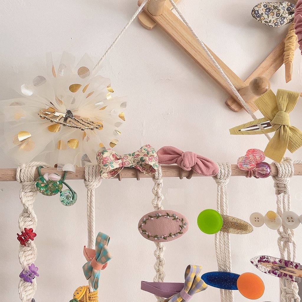 Kệ treo băng đô Little Rooms giá gỗ móc treo phụ kiện kẹp bờm tóc scrunchies cho bé gái decor phòng ngủ hàn quốc