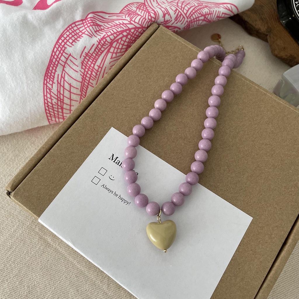 Vòng cổ Mặt Trái Tim Màu Sắc Phong Cách Hàn Quốc 2022 Cho Nữ