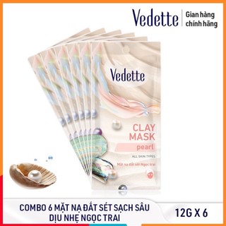 Combo 6 mặt nạ đất sét Vedette 12g tươi trẻ là da