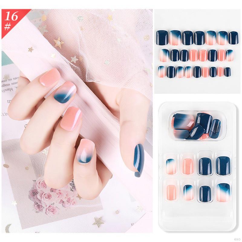 [Hàng mới về] Set 24 móng tay giả có thể gỡ ra nhiều màu sắc tùy chọn trang trí nghệ thuật phong cách châu Âu