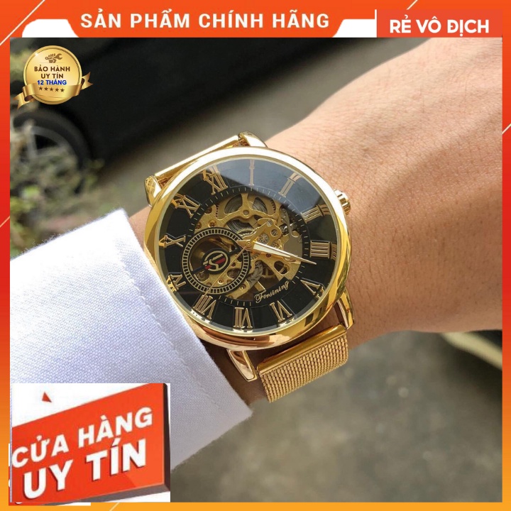 Đồng Hồ Cơ Nam Forshing Dây Lụa Cao Cấp , Chống Nước ,Tặng 1 hộp , 1 vòng tỳ hưu