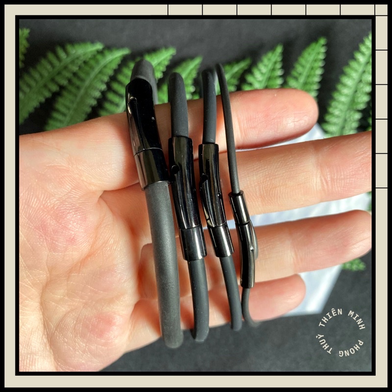 Vòng tay dây đeo charm bằng cao su khoá kim loại cao cấp siêu bền cỡ 2li,3li,4li,5li