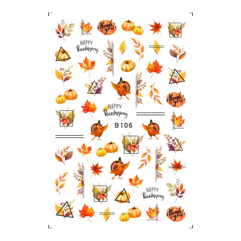 Miếng Dán Trang Trí Móng Tay Hình Lá Phong Mùa Thu