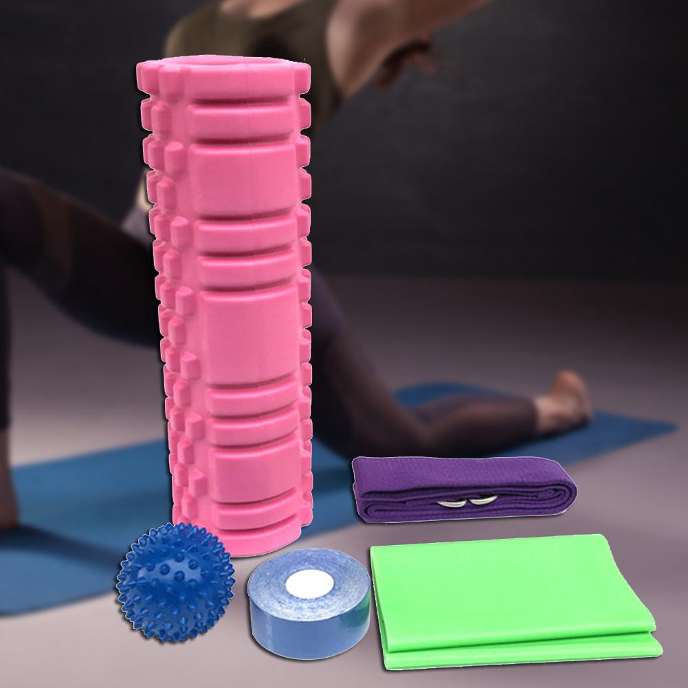 Bộ Con Lăn Xốp + Bóng Mát Xa + Dây Đai Kháng Lực Hỗ Trợ Tập Yoga