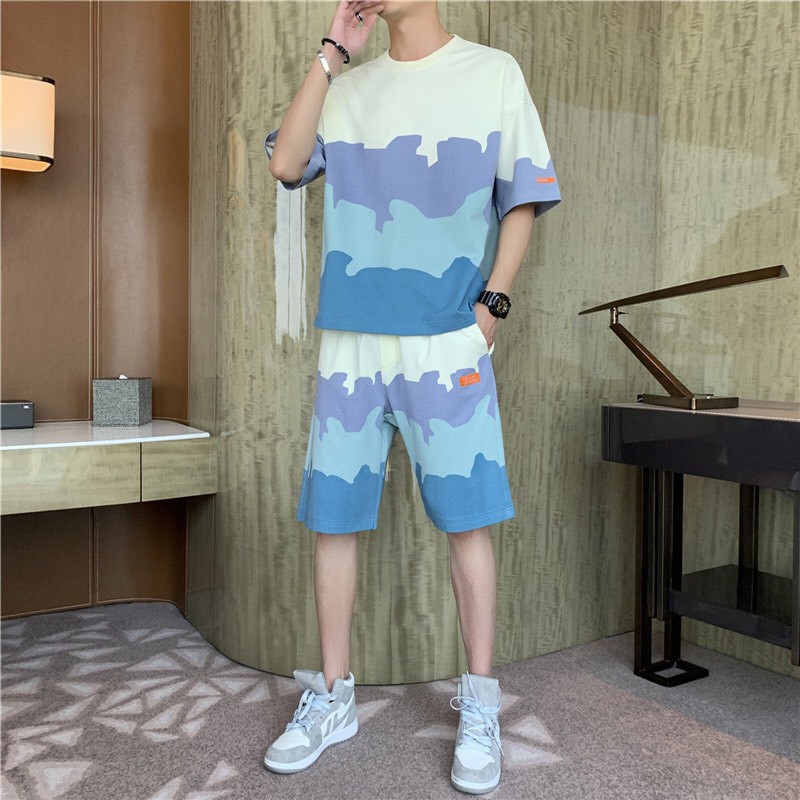 Set Bộ Loang Màu Unisex Tay Lỡ – Đồ Bộ Hoạt Hình Form Rộng Nam Nữ Đều Mặc Được Ulzzang