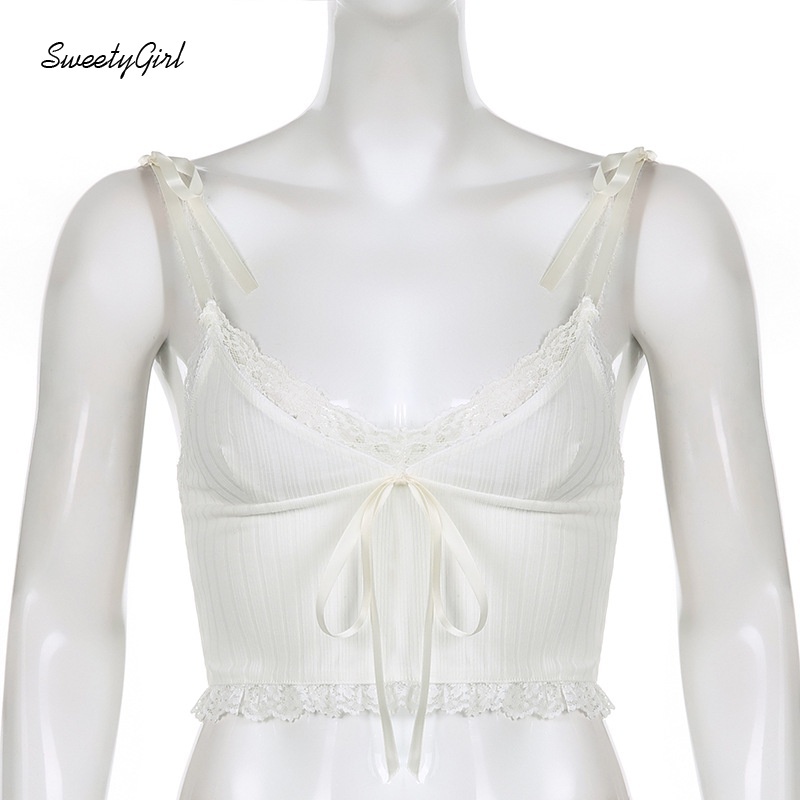 Áo hai dây cổ chữ V màu trơn viền ren thời trang cho nữ