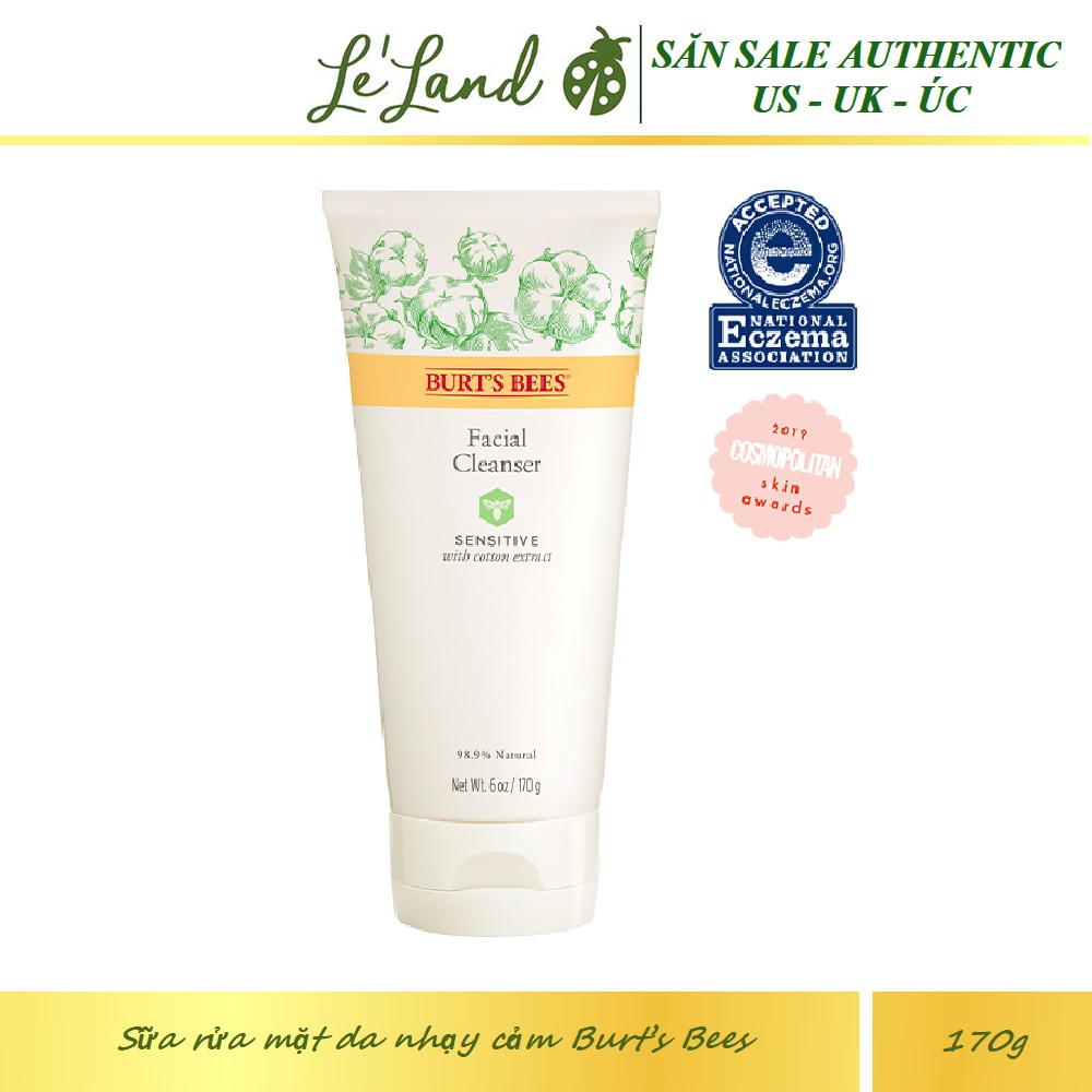 Bill US - Sữa rửa mặt da nhạy cảm Burt’s Bees Sensitive Facial Cleanser With Cotton Extract