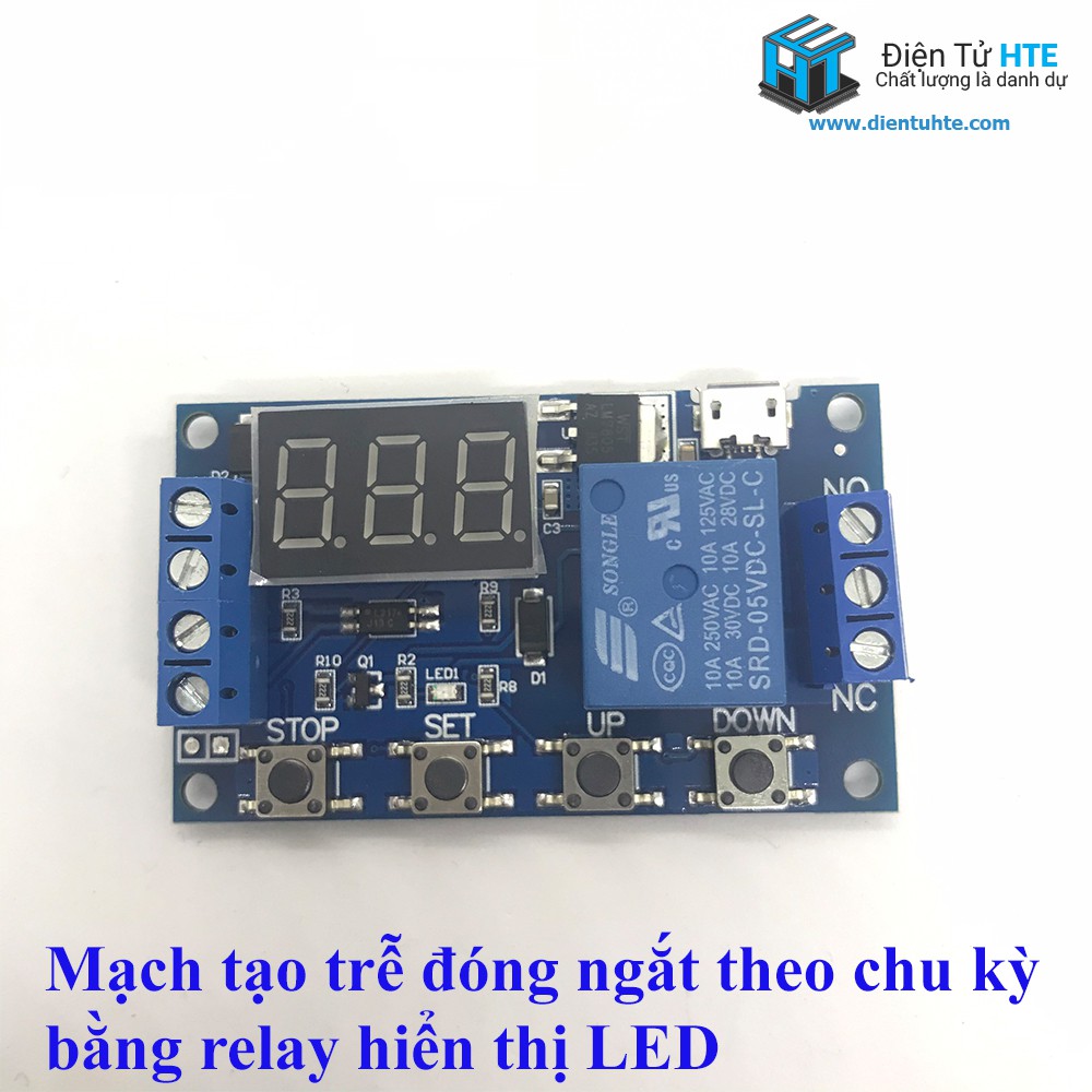 Mạch tạo trễ đóng ngắt theo chu kì Relay hiển thị LED XY-J02 JZ-801 [HTE Quy Nhơn CN2]