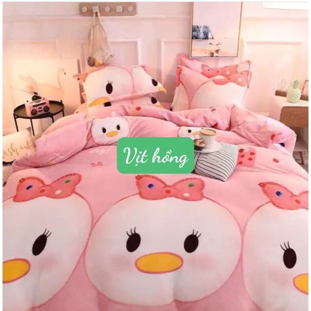 Bộ ga gối kích thước 1m4,1m5 bo chun bọc đệm,vải cotton poly hàn[mẫu khủng long kute] | BigBuy360 - bigbuy360.vn