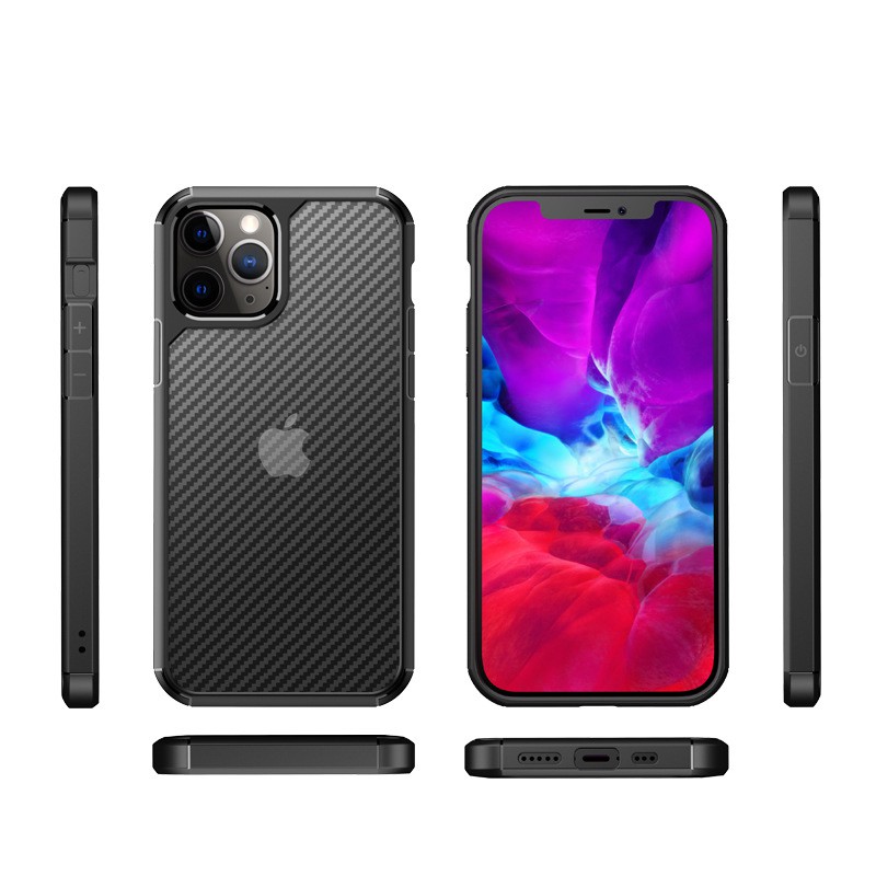 Ốp Lưng Vân Carbon Trong Suốt dành cho iPhone 12 &amp; 12 Pro / 12 Pro Max.