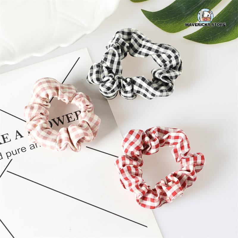 Dây cột tóc co giãn họa tiết caro thời trang mùa hè Hàn Quốc cho nữ