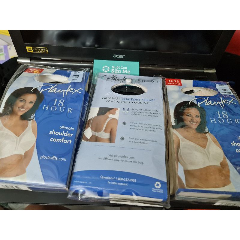 Áo ngực bầu và sau sinh cup to Playtex 18 hour - ultimate shoulder comfort size 38B