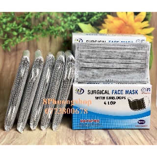 Khẩu trang y tế Hafapro Xám 4 lớp vải không dệt hộp 50 cái -  Khẩu trang Hafapro Hoàng Hà