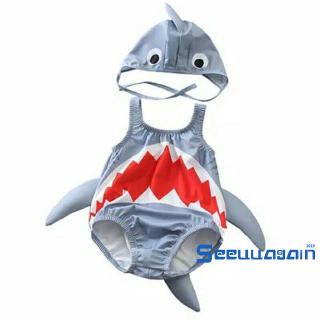 ❥☀✿See2pcs Tập Đi Bé Gái Bé Trai Đồ Bơi Cá Mập Trang Phục Đồ Bơi Bikini Bộ Đi Biển