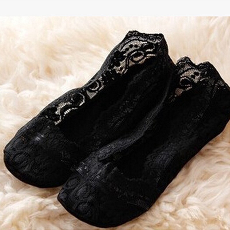 Tất ren cotton chống trượt cho nữ