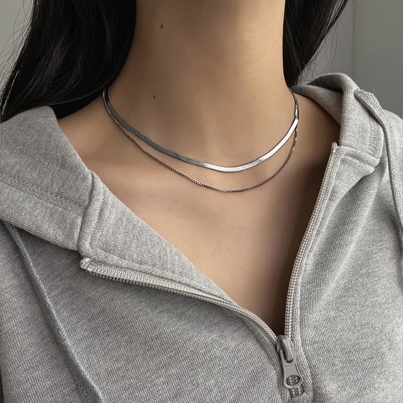 Vòng cổ Mặt Xương Rắn Phong Cách Hip Hop Đơn Giản