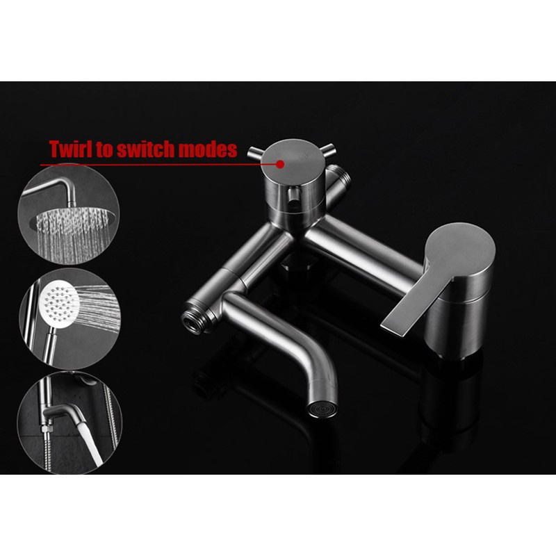 (CÂY SEN TRÒN NƯỚC MẠNH) Bộ Sen Cây Tắm Đứng Nóng Lạnh INOX 304 và tay sen tắm và dây sen