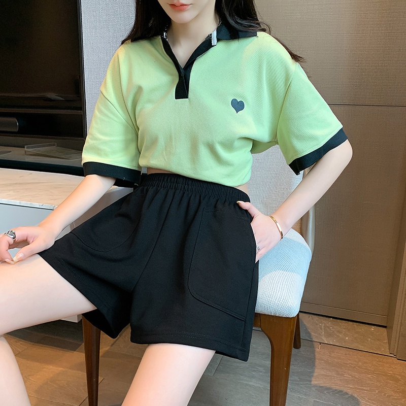 Quần short SUXI lưng cao ống rộng thời trang thể thao đơn giản cho nữ