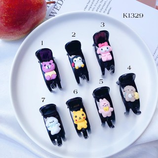 1 Kẹp Tóc Càng Cua 2 răng nền đen phụ kiện hoạt hình cho nữ xinh xắn gọn gàng