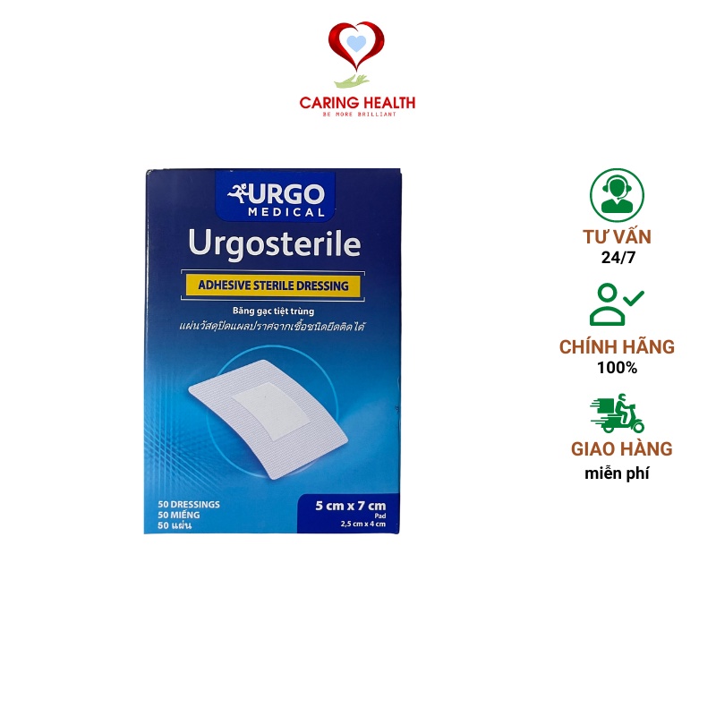 Băng keo có gạc vô trùng, băng cá nhân bảng lớn Urgo Sterile/Urgosterile 50 x 70mm