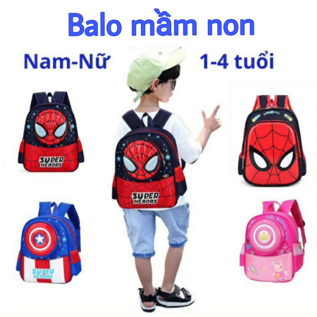 Balo cho bé trai, bé gái, balo siêu nhân, người nhện, caption, peppa cho bé từ 1-5 tuổi đi học,đi chơi Cuội Store