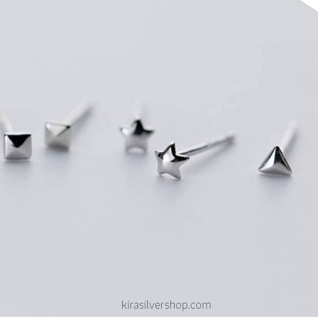 Khuyên tai bạc nữ họa tiết các hình nhỏ