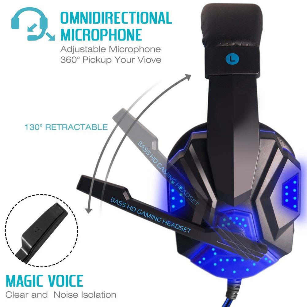 Tai Nghe Chơi Game Có Mic Và Đèn Led Giắc Cắm 3.5mm