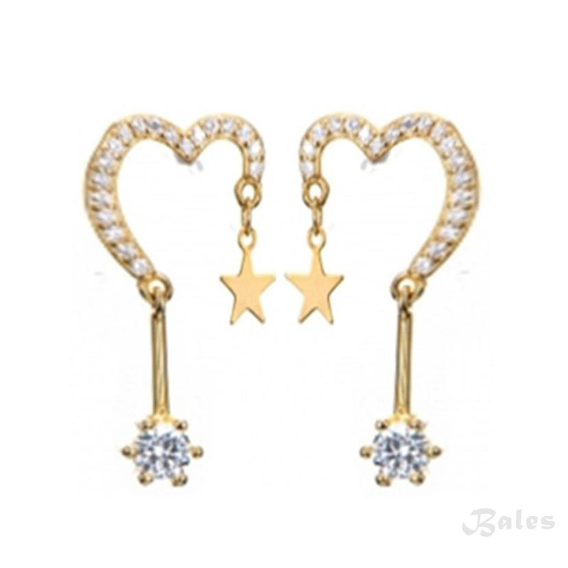 [Bales] S925 Kim bạc Thời trang Hàn Quốc Kim cương nhỏ Ngôi sao tình yêu trong gió Tính cách Tính cách hoang dã Hoa đinh tai tán Zircon