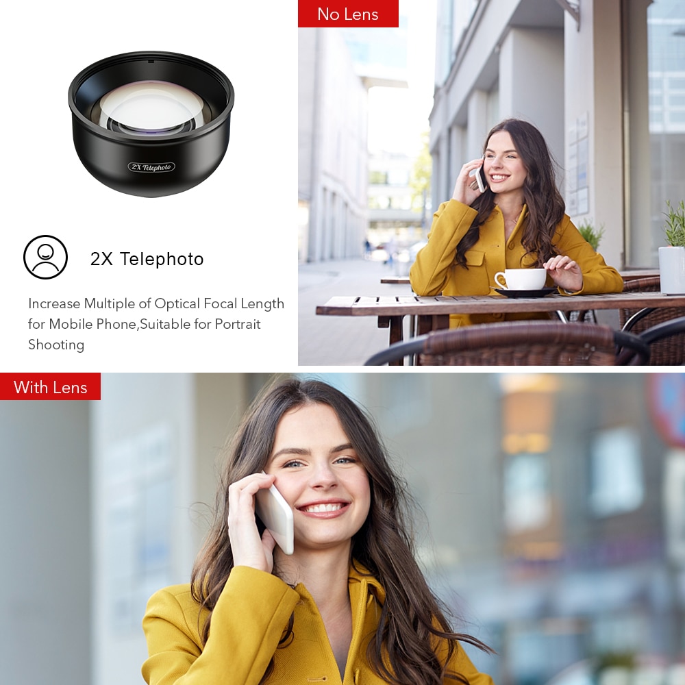 Ống Kính Apexel HD 2X Chuyên Nghiệp Cho Camera Điện Thoại iPhone Samsung Android
