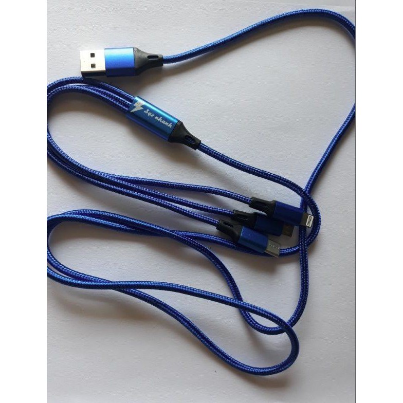 [ MUA 1 TẶNG 1 ] MUA 1 CÁP SẠC 3 ĐẦU SẠC NHANH LIGHTNING / TYPE C / MICRO USB TẶNG 1 CÂY THÁO KHAY SIM