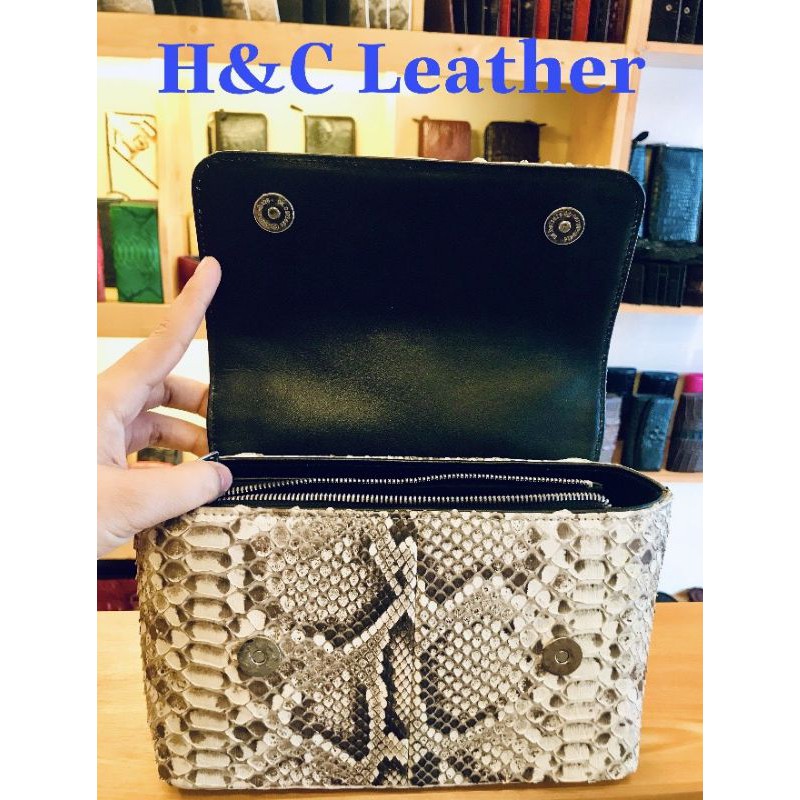 Túi xách 016B da trăn màu tự nhiên