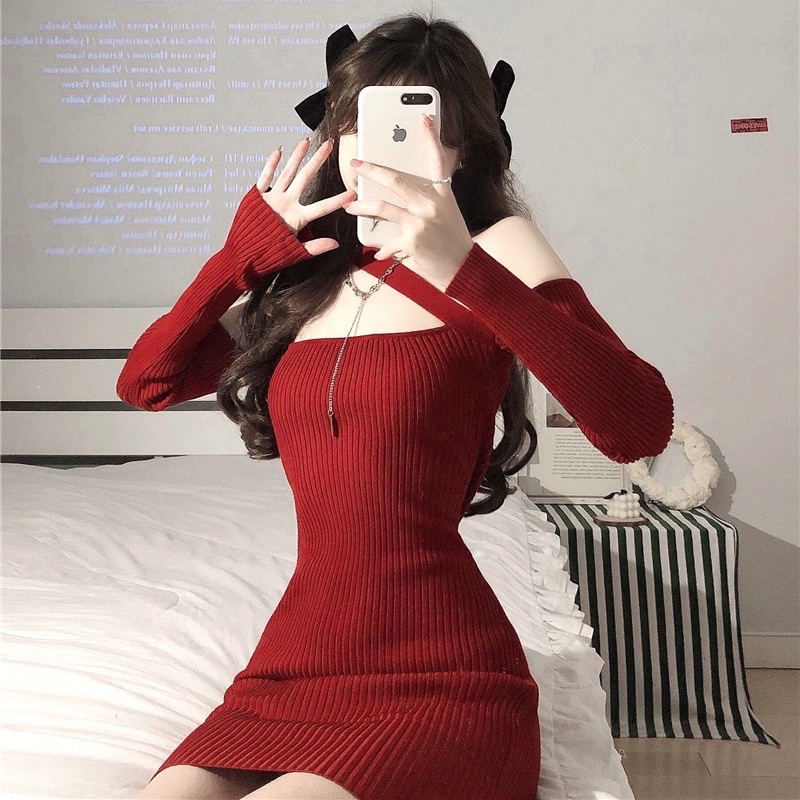 đầm body đỏ trễ vai - đầm noel xinh - carotshop | BigBuy360 - bigbuy360.vn