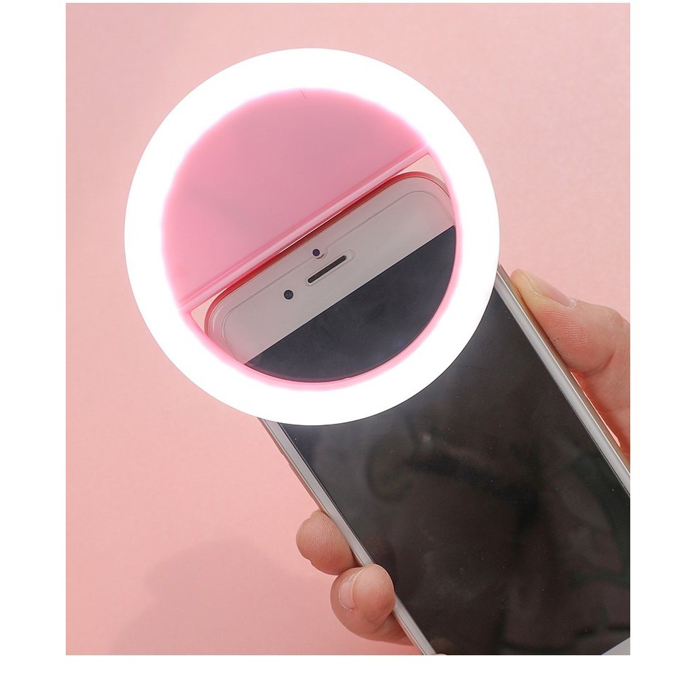 Đèn LED Tự Sướng Selfie Kẹp Điện Thoại Tạo Hiệu Ứng Ánh Sáng Mịn 3 Chế Độ Sáng Dùng Pin AAA