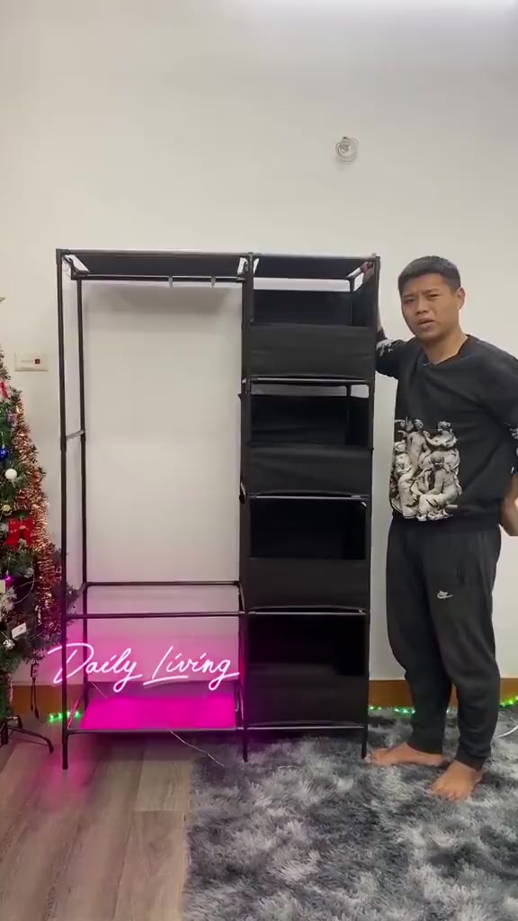 Tủ Đựng Quần Áo Lắp Gép, Tủ Treo Quần Áo Đa Năng Chất Liệu Kim Loại Chắc Chắn Chịu Lực Tốt Thiết Kế Nhiều Ngăn Đựng Đồ | BigBuy360 - bigbuy360.vn