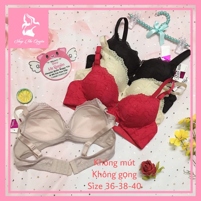 Áo lót ren không mút không gọng- thiết kế kiểu bra gom ngực
