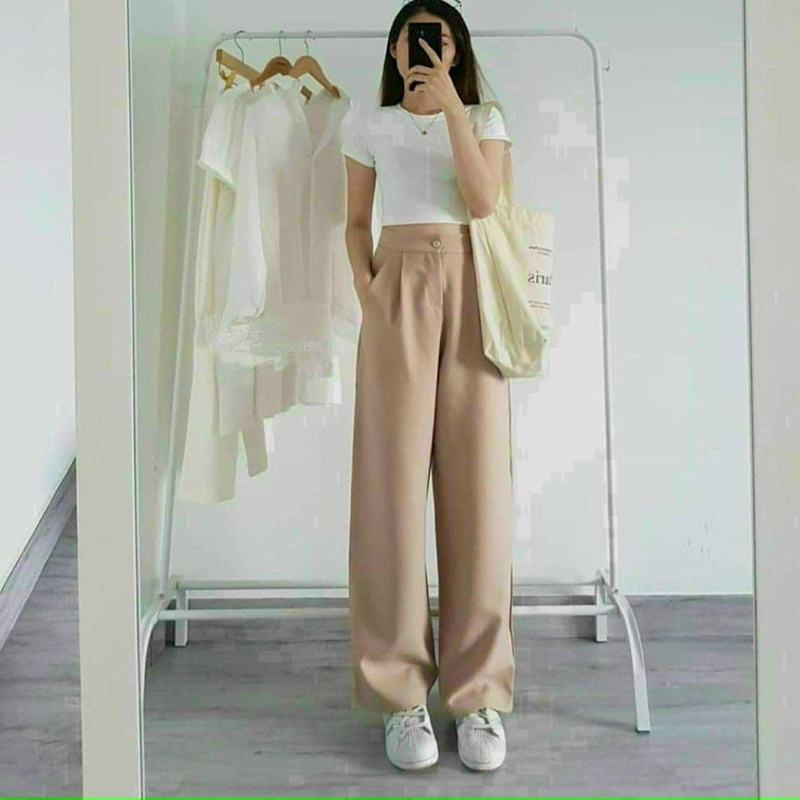 Quần tây suông lưng cao trên rốn form chuẩn (Hình thật ) | BigBuy360 - bigbuy360.vn