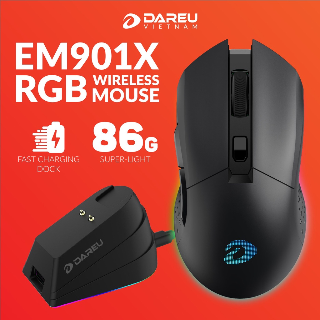 [Mã 44ELSALE2 giảm 7% đơn 300K] Chuột không dây Dareu EM901X RGB Superlight Wireless Gaming - Hàng chính hãng