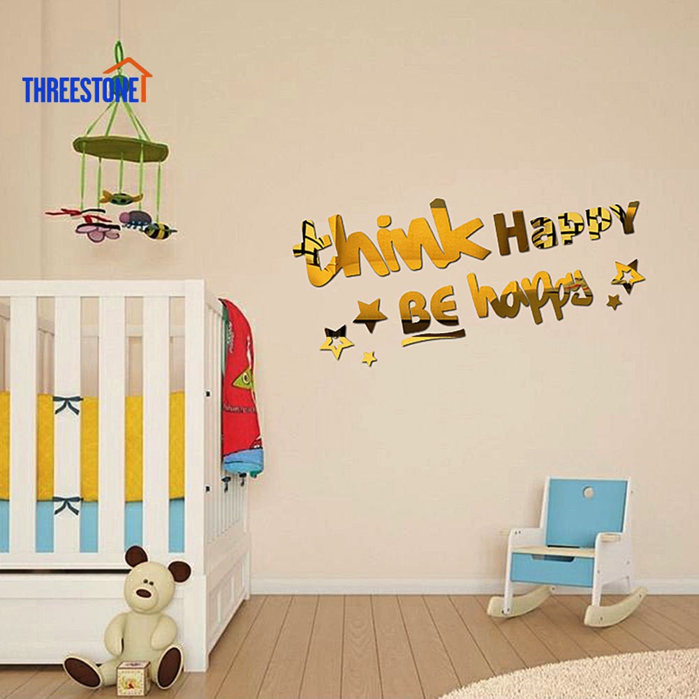 Miếng Dán Tường 3d Hình Chữ Cái Bằng Acrylic Tráng Gương Trang Trí Phòng Ngủ