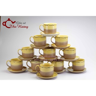 Cốc sứ Bát Tràng_Tách sứ men rạn kèm đĩa (60.000đ/1 cái)