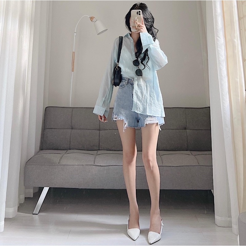 Áo sơ mi gập ly mỏng mát Samhyewear