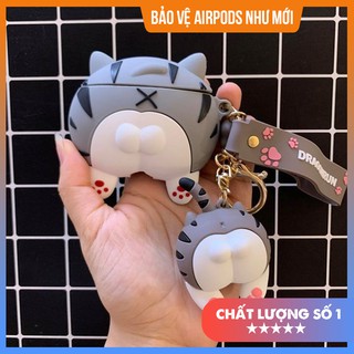 [Set Case Kèm Móc Khóa] Case Vỏ Bao Airpods Đựng Tai Nghe Airpod 1 2 Mông Mèo Kèm Móc Khóa Siêu Dễ Thương