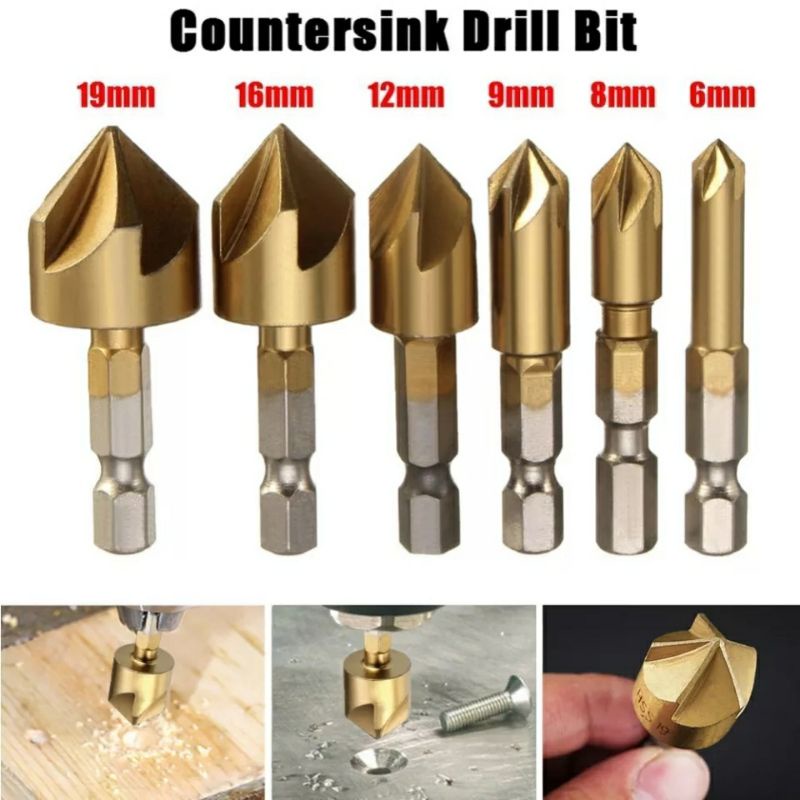 Bộ 6 mũi âm mặt vít doa lỗ cho thợ mộc DIY