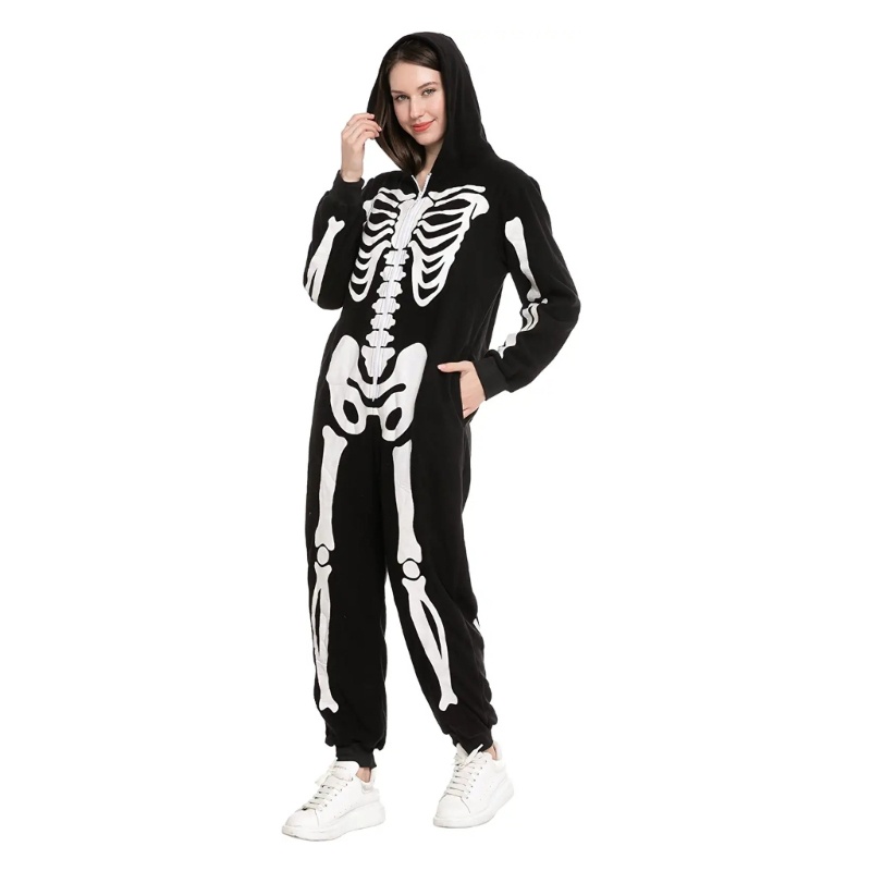 Bộ Đồ Ngủ Liền Thân Hình Bộ Xương Có Khóa Kéo Dành Cho Người Lớn Và Trẻ Em