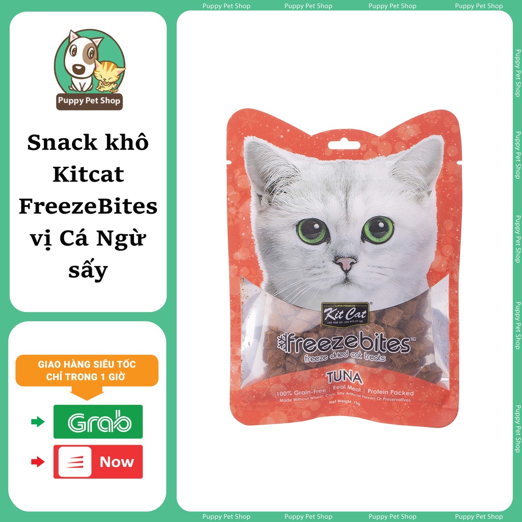Snack thưởng sấy lạnh Cao cấp KITCAT FREEZE BITES GÓI cho mèo 15gr